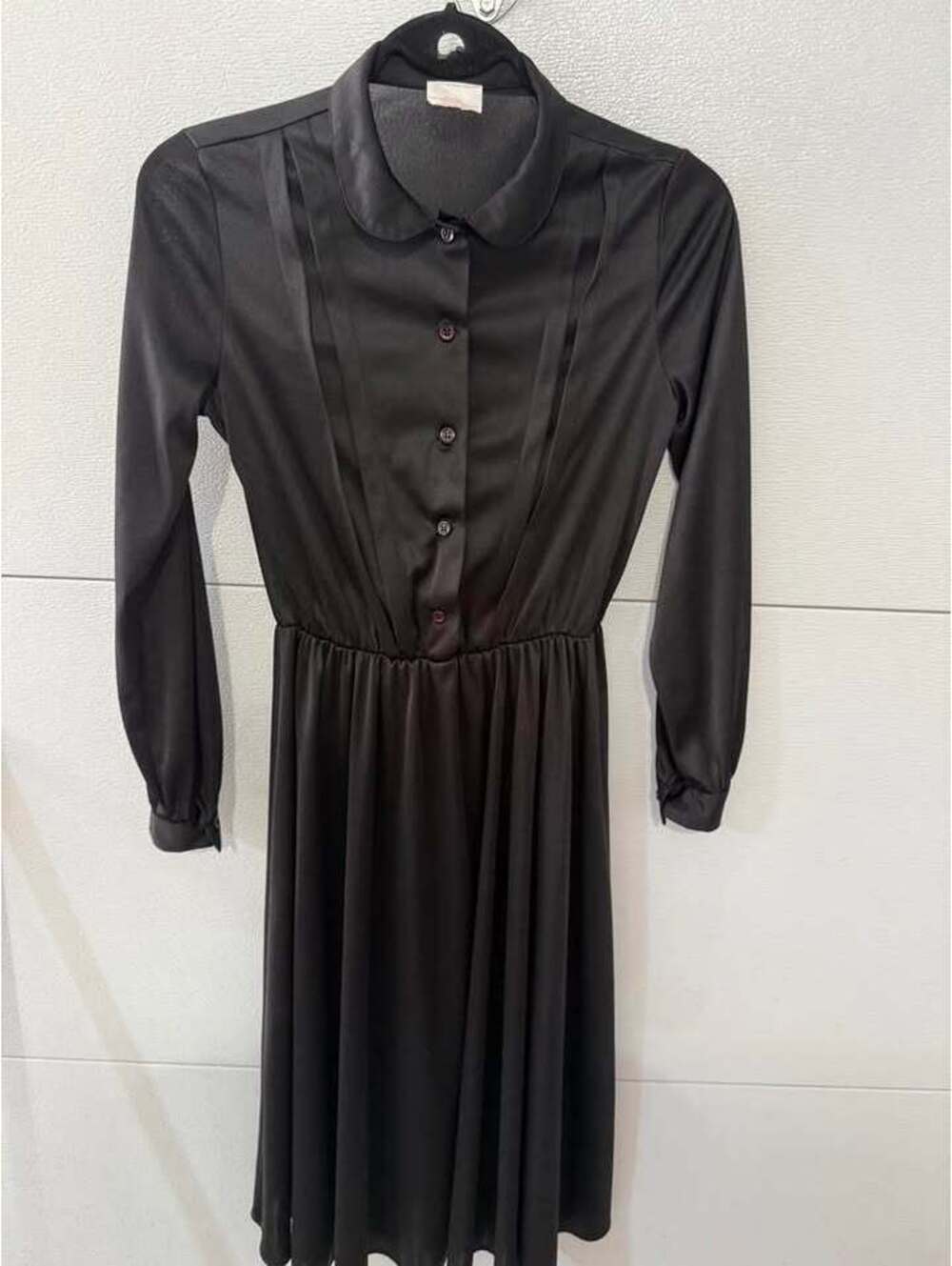 Vintage Black Long Sleeve Peter Pan Collar Dress